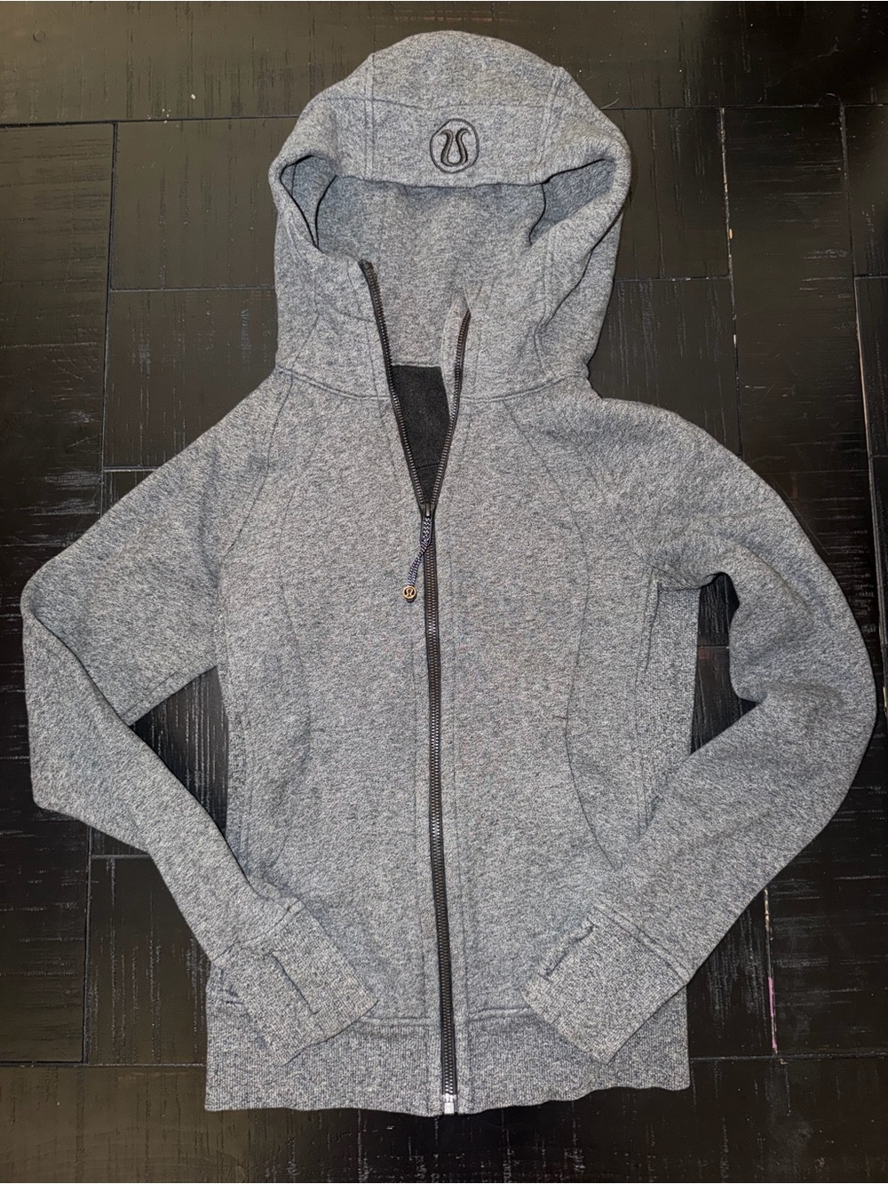 lululemon Gray Hooded scuba Full-Zip Sweatshirt size 2 Y2K